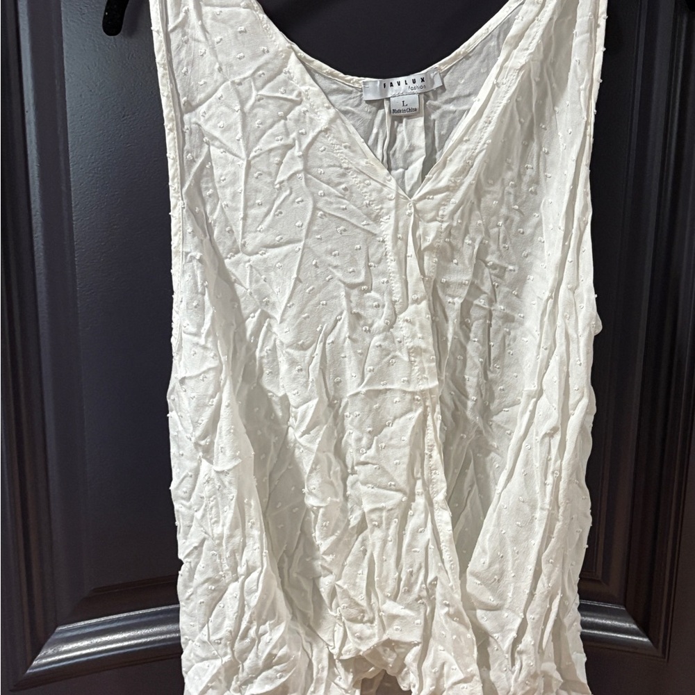 FAVLUX Textured Ivory Tank Top